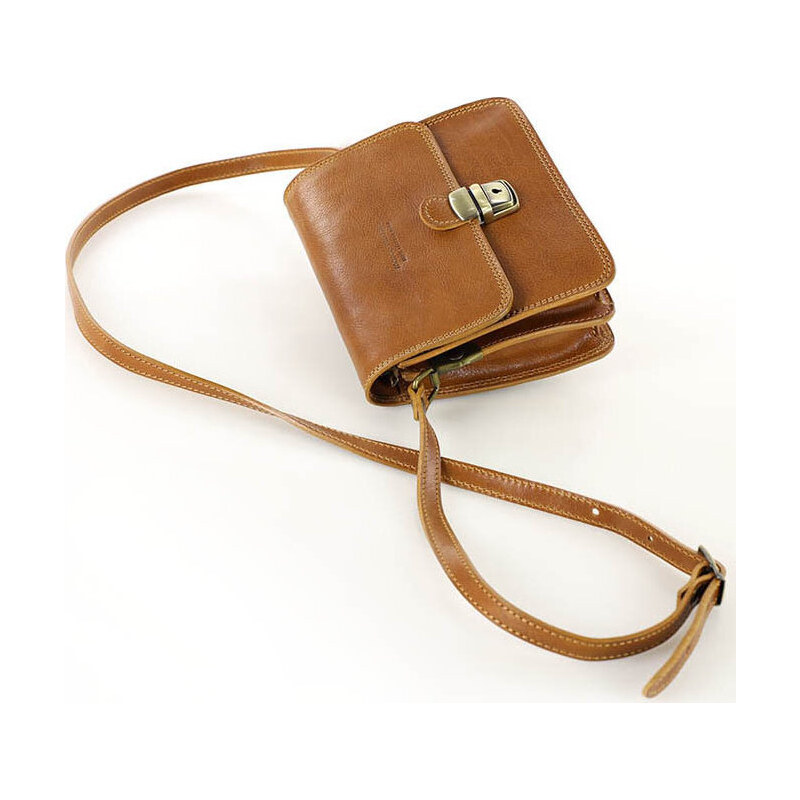 MARCO MAZZINI CAMEL ČTVERCOVÁ CROSSBODY KABELKA Hnědá