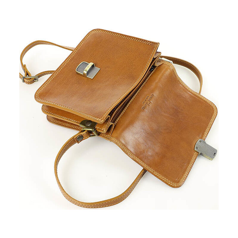 MARCO MAZZINI CAMEL ČTVERCOVÁ CROSSBODY KABELKA Hnědá