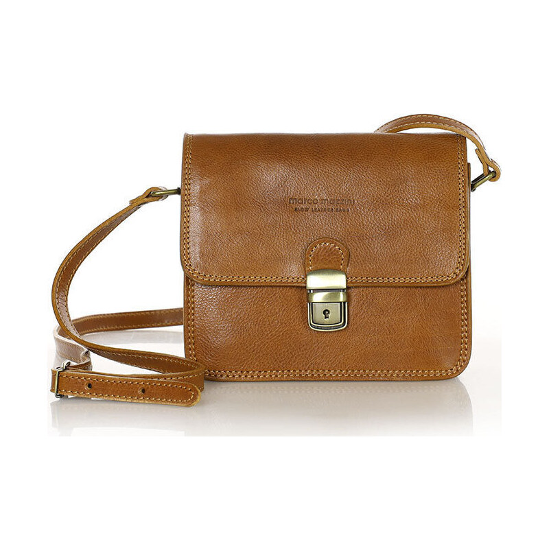 MARCO MAZZINI CAMEL ČTVERCOVÁ CROSSBODY KABELKA Hnědá