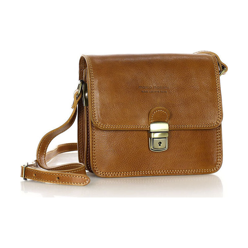 MARCO MAZZINI CAMEL ČTVERCOVÁ CROSSBODY KABELKA Hnědá