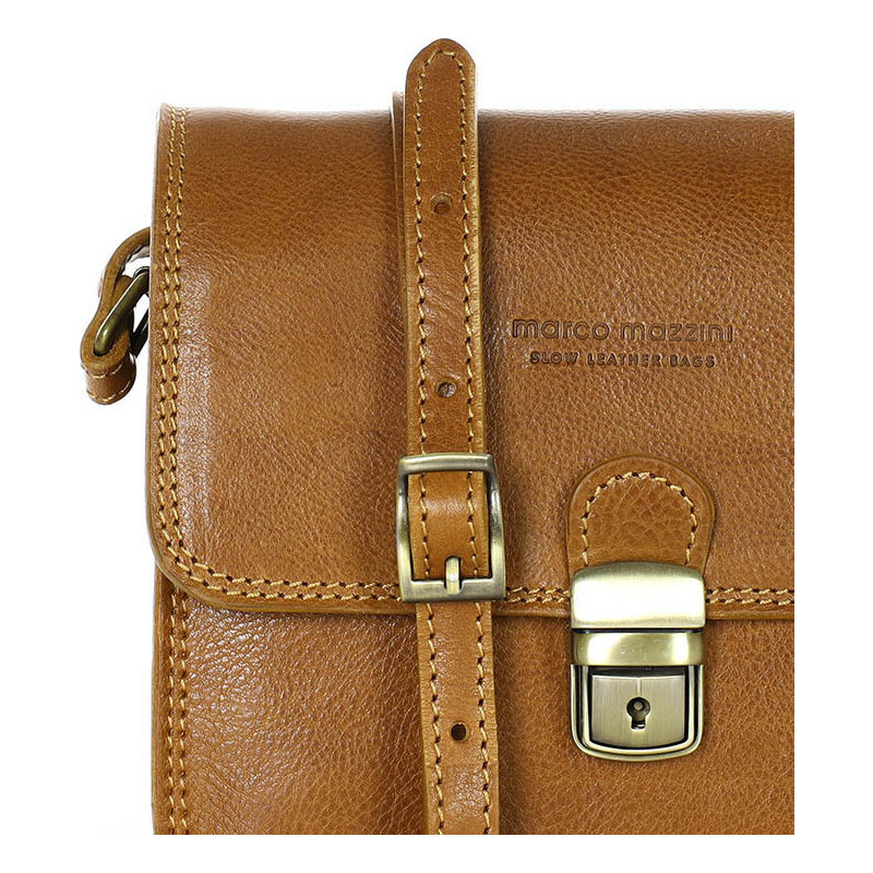 MARCO MAZZINI CAMEL ČTVERCOVÁ CROSSBODY KABELKA Hnědá