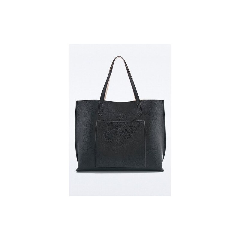 Urban Outfitters Reversible Vegan Leather Pocket Tote Bag in Black and Ivory