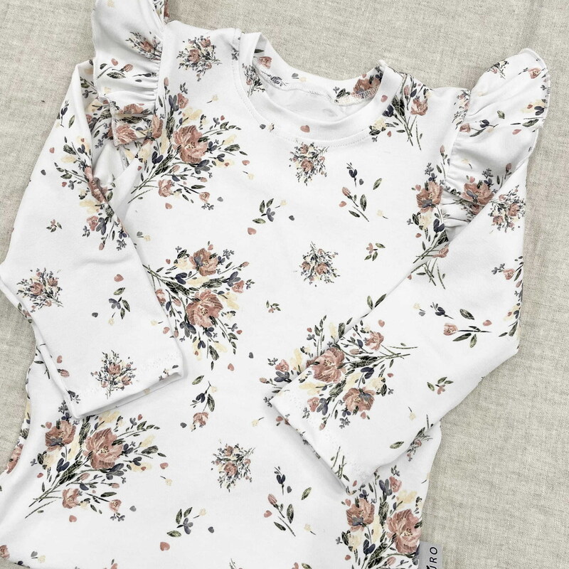 Taturo Tričko s dlouhým rukávem a květinami 86 bílá
