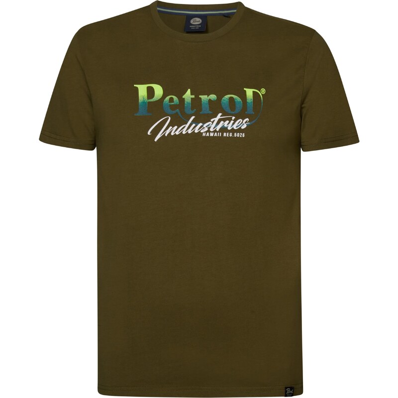 Petrol Industries Tričko Summerdrive khaki / petrolejová /