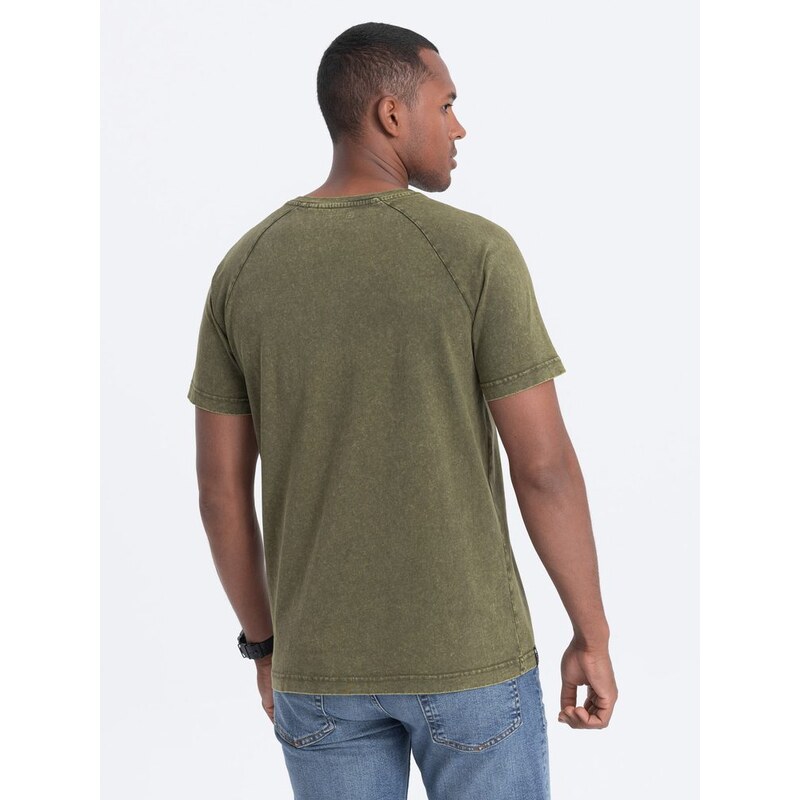 Ombre Clothing Olivové tričko na knoflíky V4 S1757