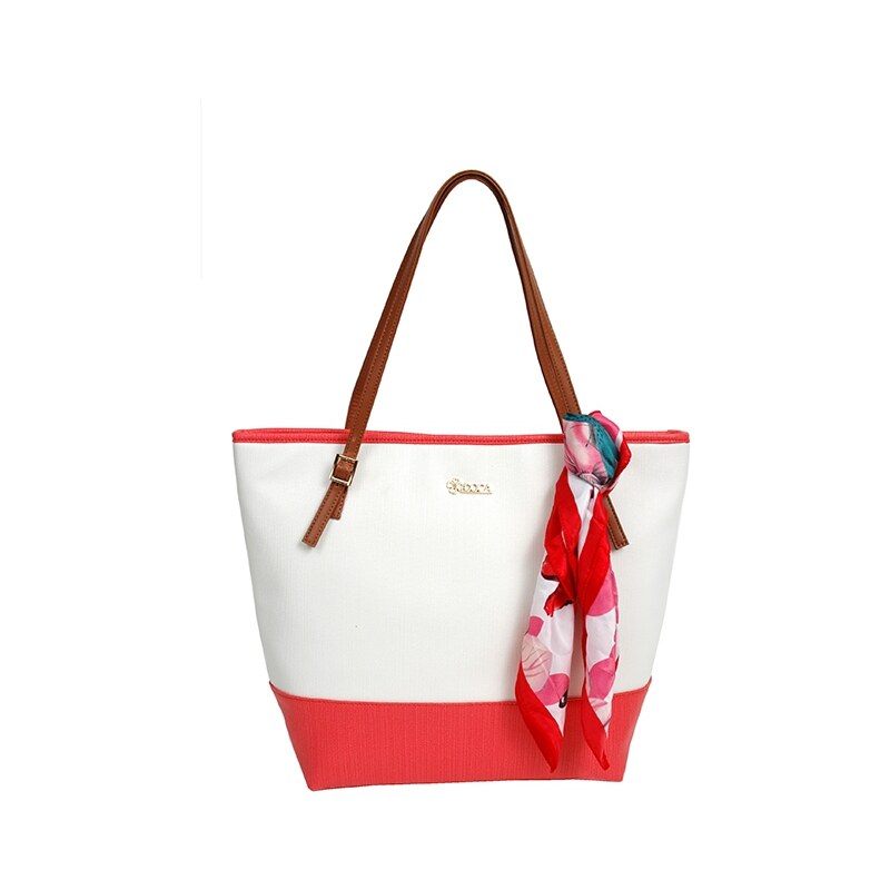 DOCA Bílo-červená kabelka s šátkem