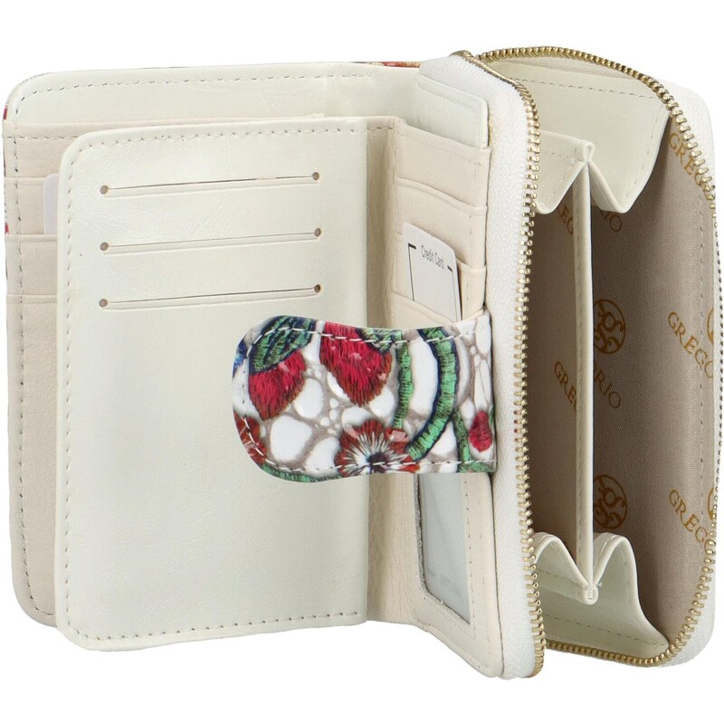 Dámská kožená peněženka bílá/květinová - Gregorio Elisabeth barevná