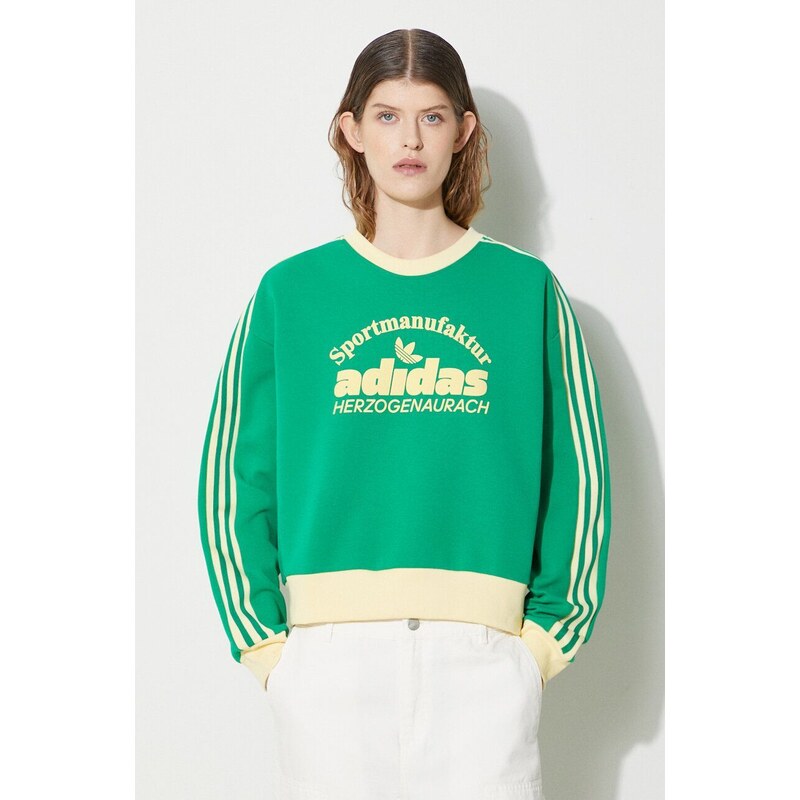 Mikina adidas Originals Retro GRX Sweat dámská, zelená barva, s potiskem, IT9872