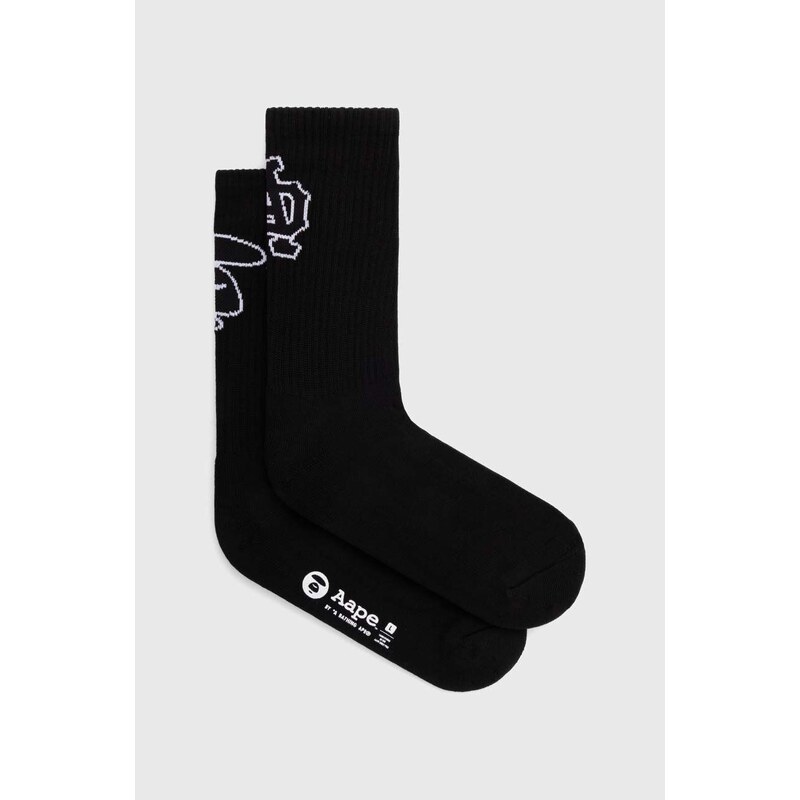 Ponožky AAPE Rib w/ College Logo pánské, černá barva, ASO5238