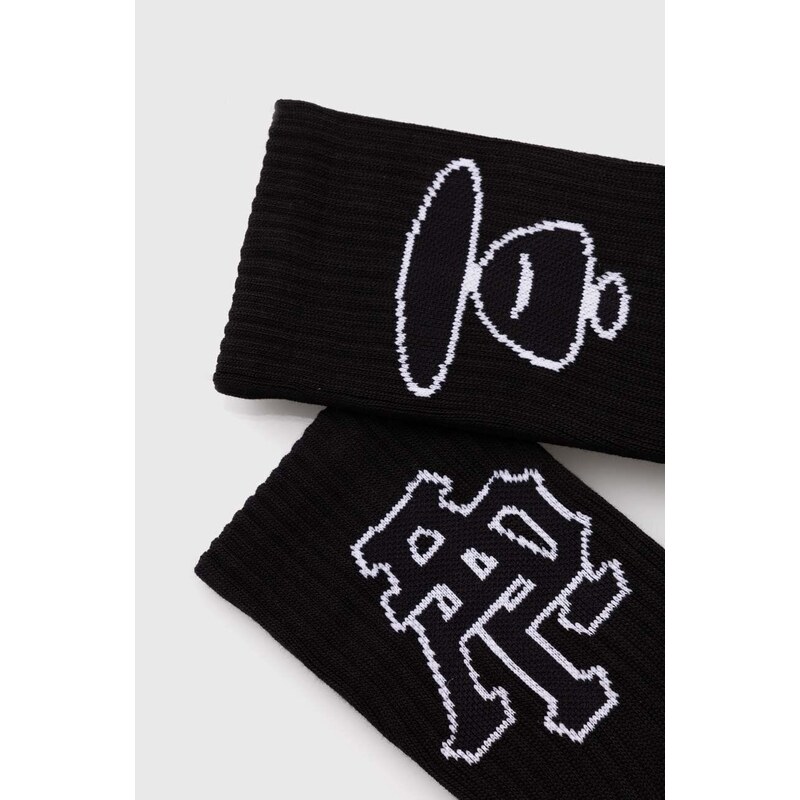 Ponožky AAPE Rib w/ College Logo pánské, černá barva, ASO5238