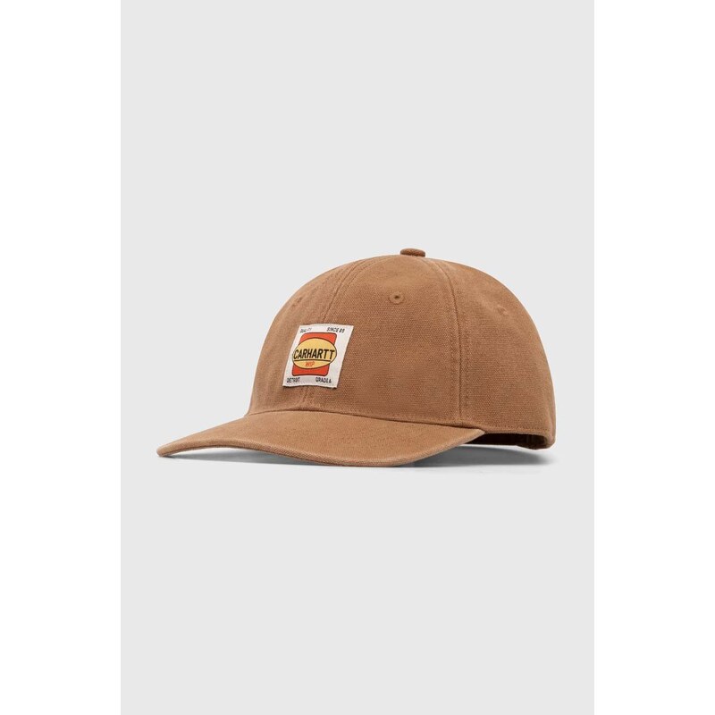 Bavlněná baseballová čepice Carhartt WIP Field Cap hnědá barva, s aplikací, I033216.HZXX