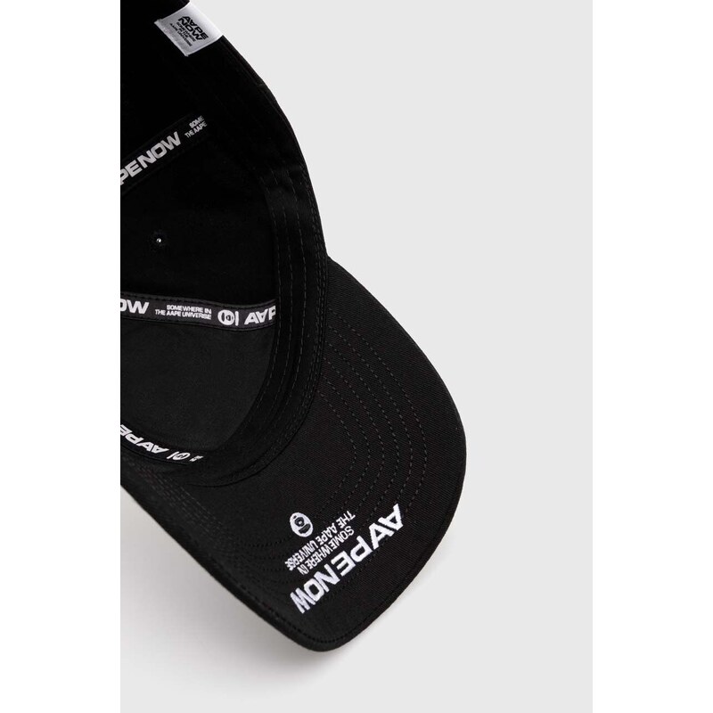 Bavlněná baseballová čepice AAPE Cotton černá barva, s aplikací, ACP4865