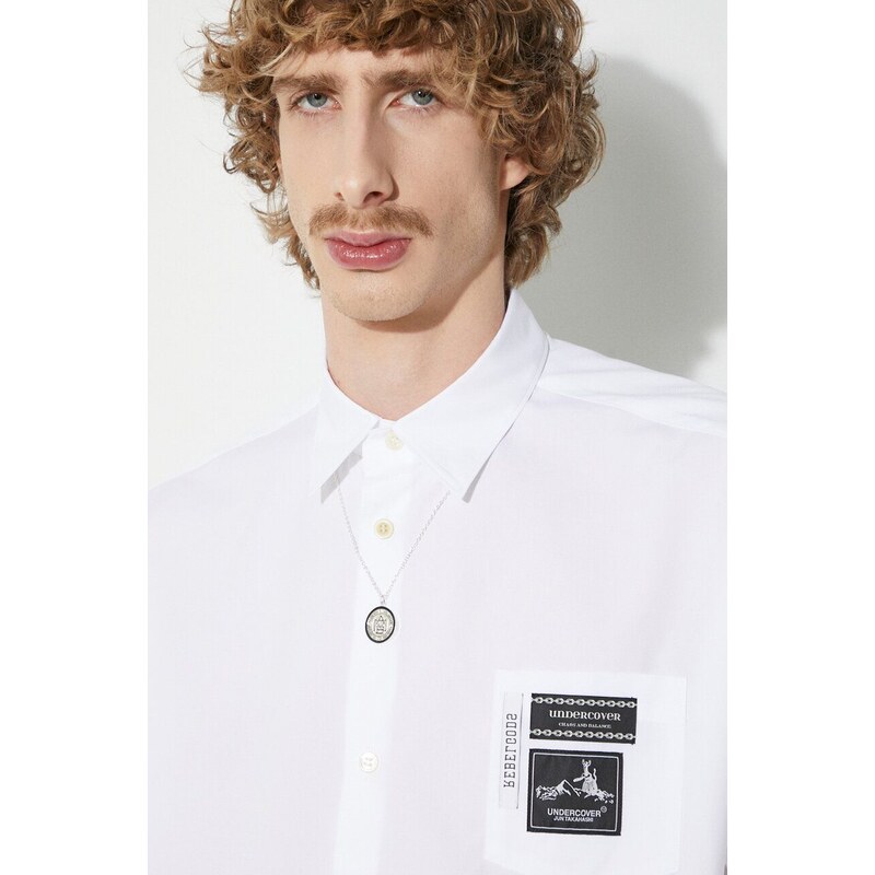Košile Undercover Shirt pánská, bílá barva, relaxed, s klasickým límcem, UC1D4404