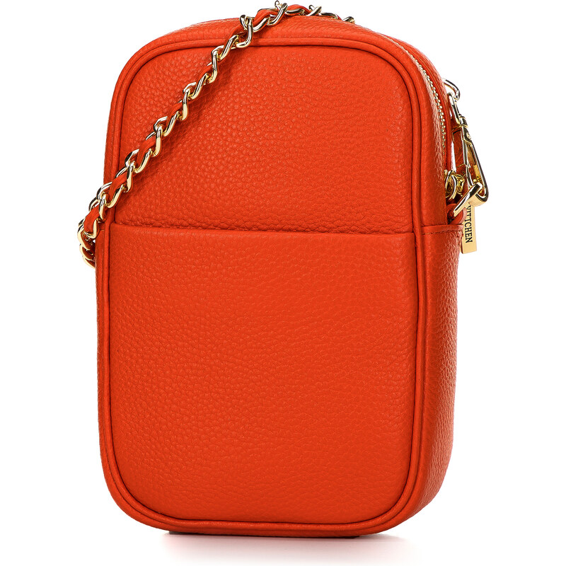 Kožená mini kabelka s monogramem Wittchen, oranžová, přírodní kůže