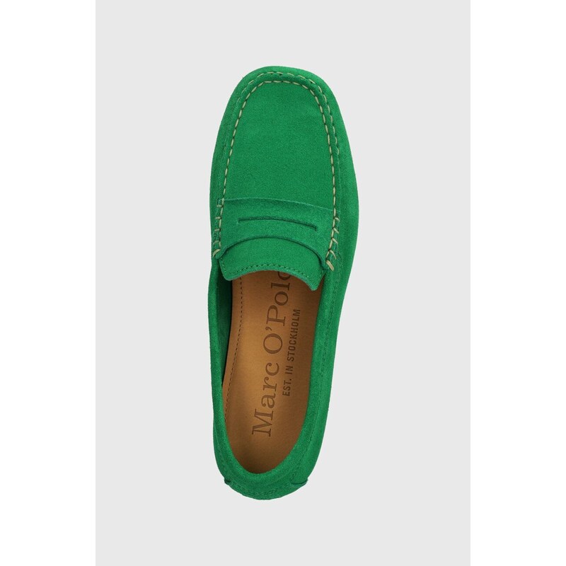 Semišové mokasíny Marc O'Polo dámské, zelená barva, na plochém podpatku, 40214623103300 NN2M3065