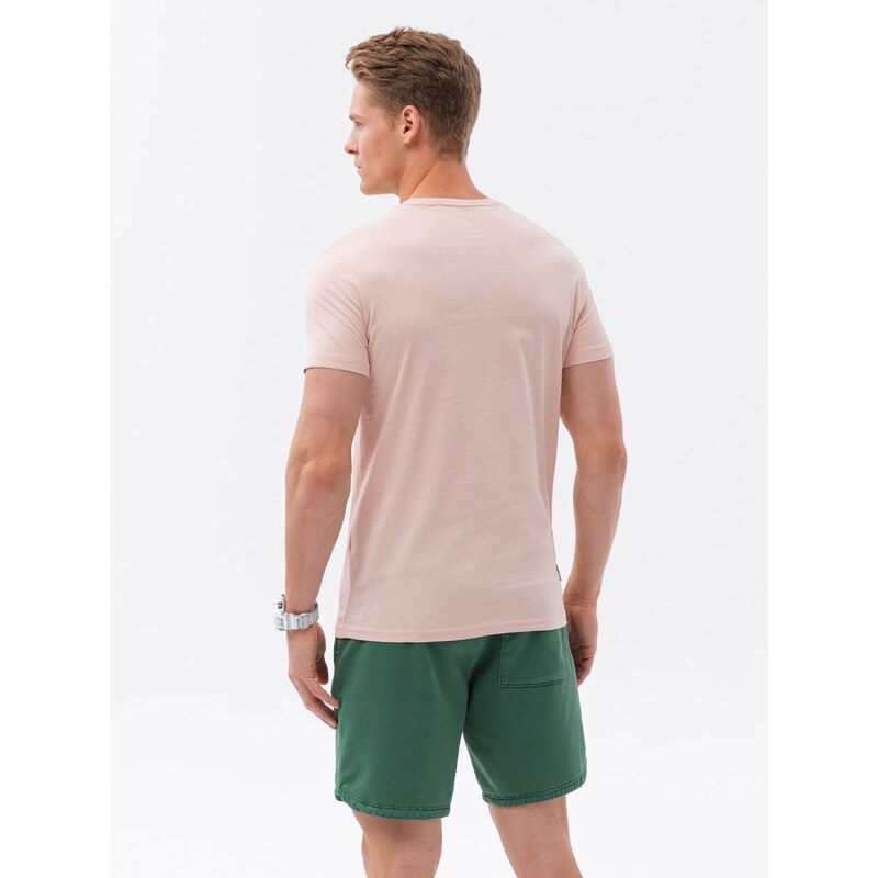 Ombre Clothing Jedinečné bavlněné světle růžové tričko V2 S1738