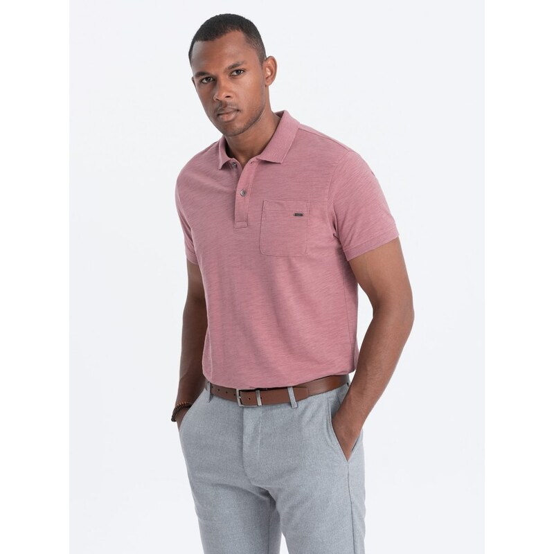 Ombre Clothing Módní růžová polokošile V4 S1744