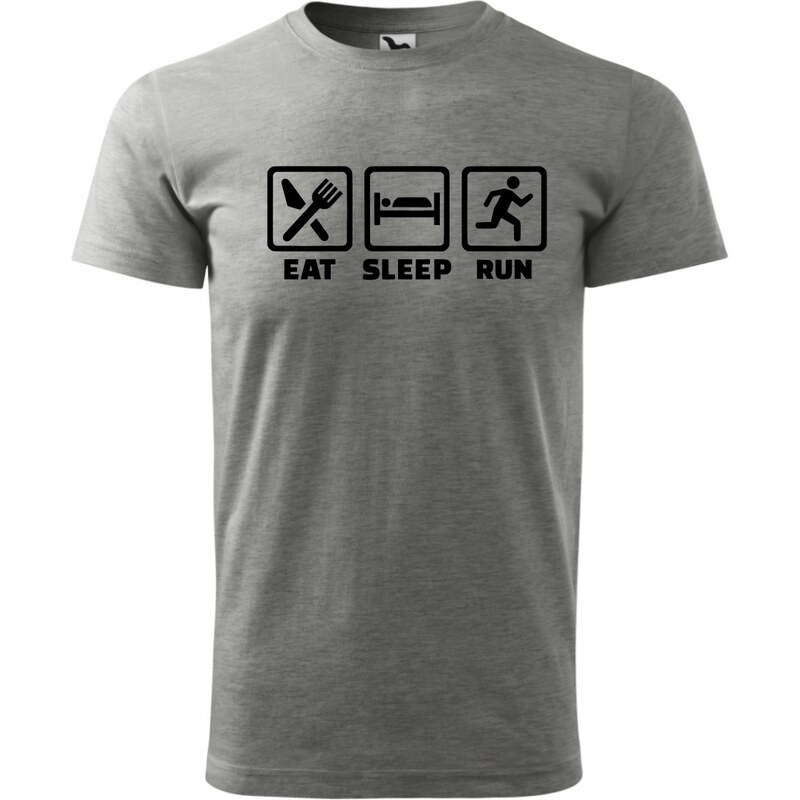 Fenomeno Pánské tričko - Eat sleep run - šedé
