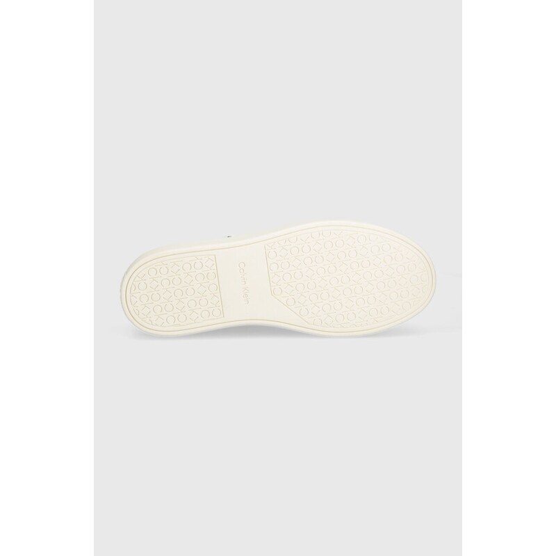 Kožené sneakers boty Calvin Klein LOW TOP LACE UP W/ZIP bílá barva, HM0HM01475