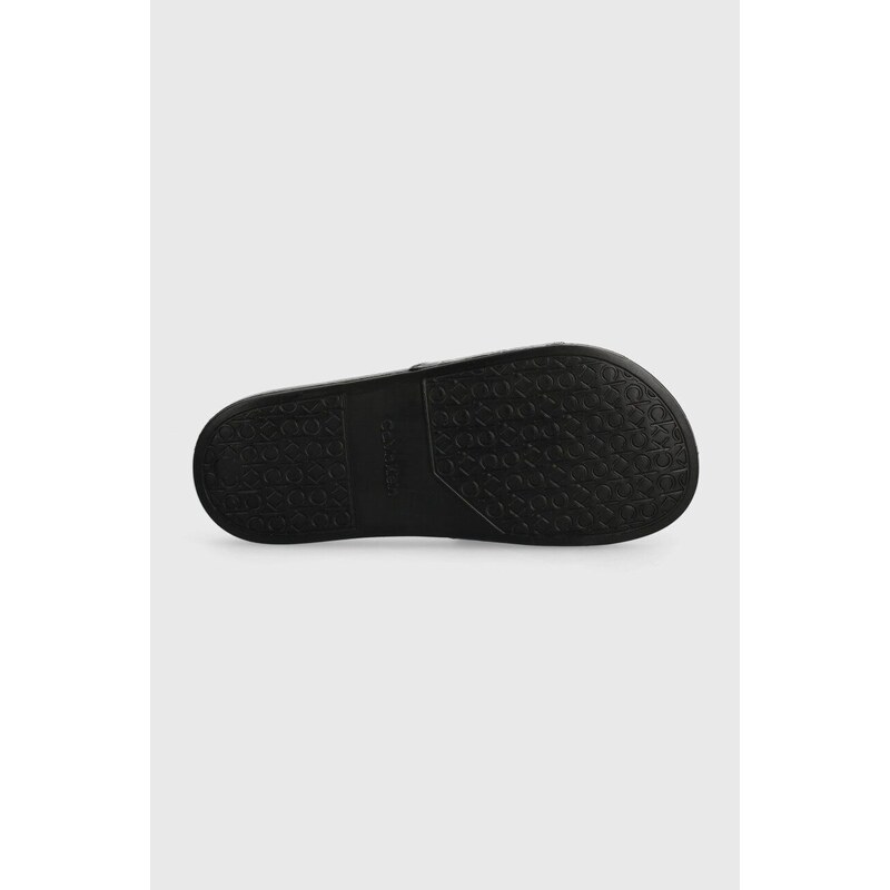 Pantofle Calvin Klein POOL SLIDE EPI MONO dámské, černá barva, HW0HW01974