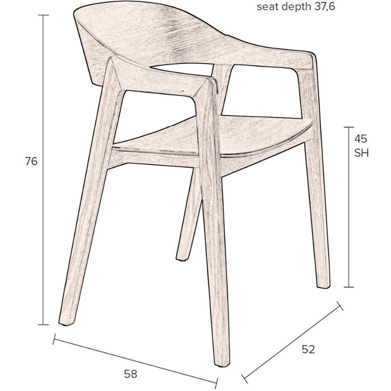 Dubová jídelní židle DUTCHBONE WESTLAKE