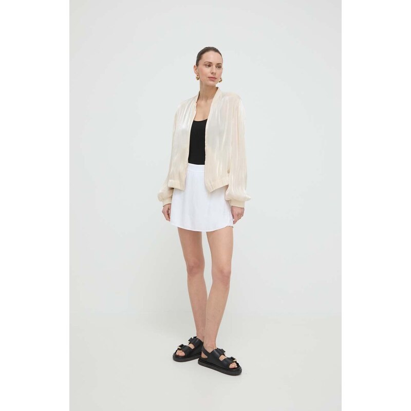 Kalhotová sukně Armani Exchange bílá barva, high waist, 3DYS66 YN9RZ