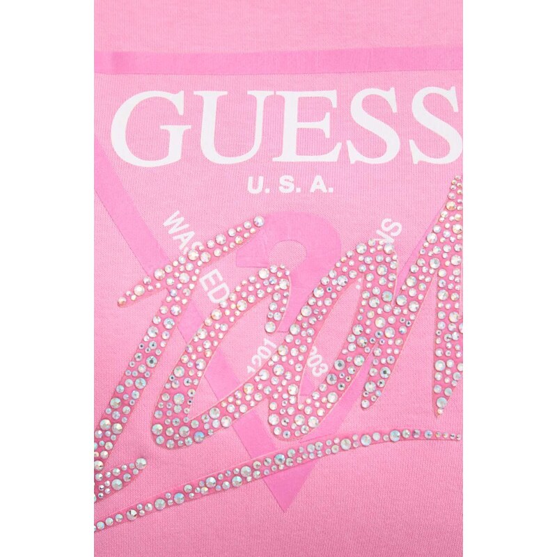 Mikina Guess dámská, růžová barva, s aplikací, W4RQ96 KB681