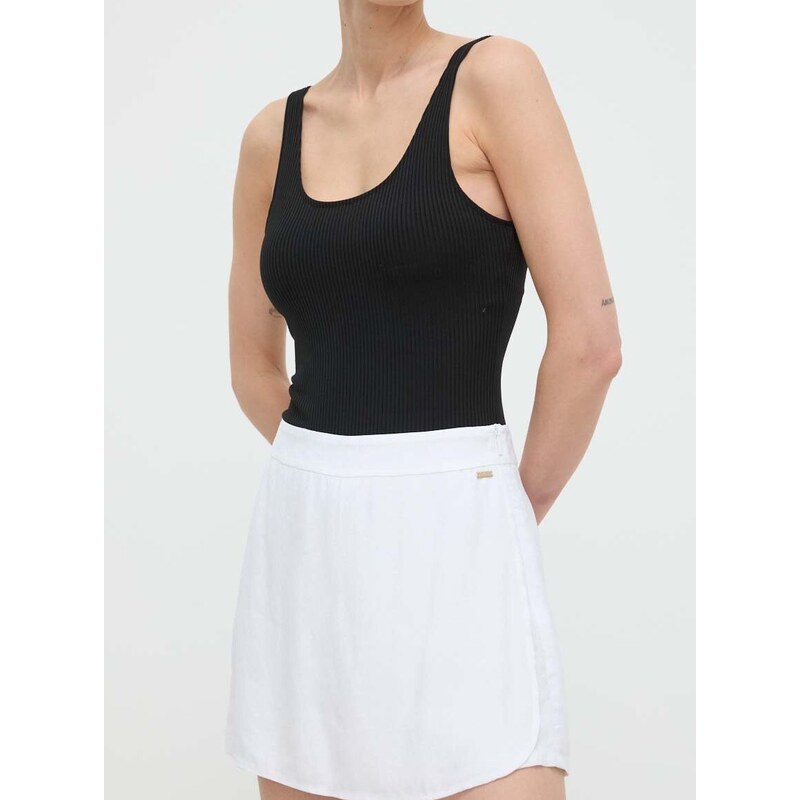 Kalhotová sukně Armani Exchange bílá barva, high waist, 3DYS66 YN9RZ