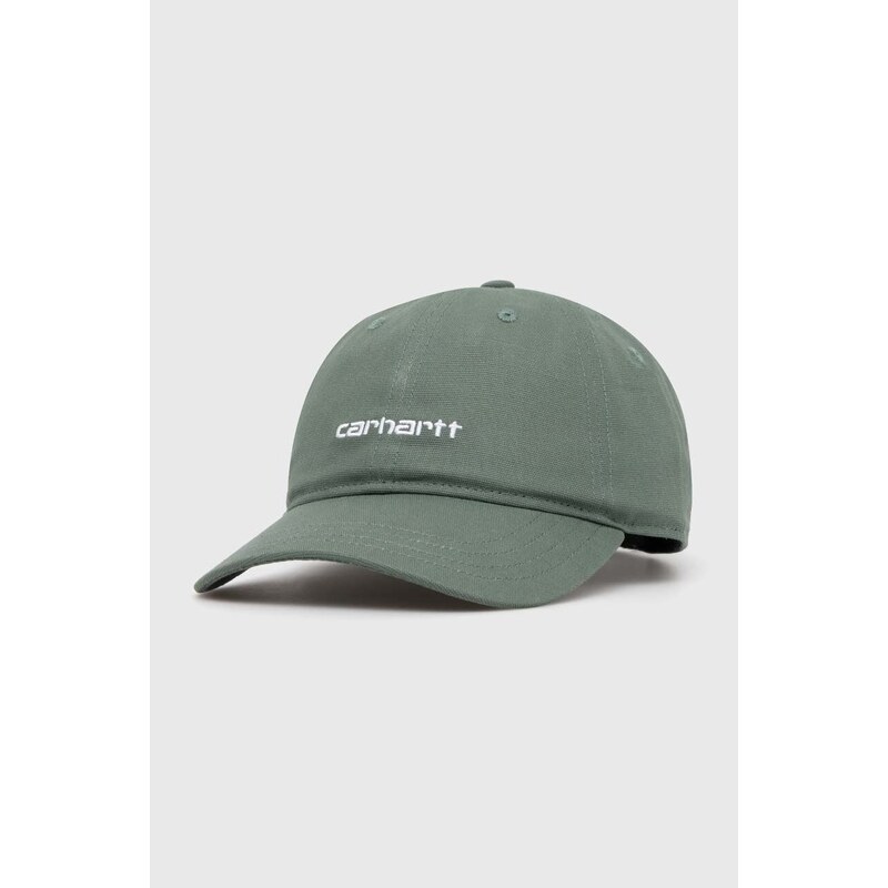 Bavlněná baseballová čepice Carhartt WIP Canvas Script Cap zelená barva, s aplikací, I028876.22XXX