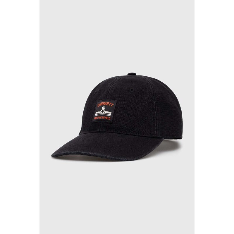 Bavlněná baseballová čepice Carhartt WIP Field Cap černá barva, s aplikací, I033216.89XX