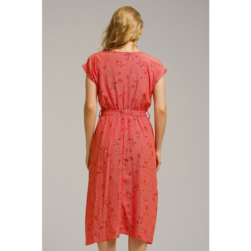 armonika Women's Pomegranate Blossom Elastic Waist Tie-down Dress