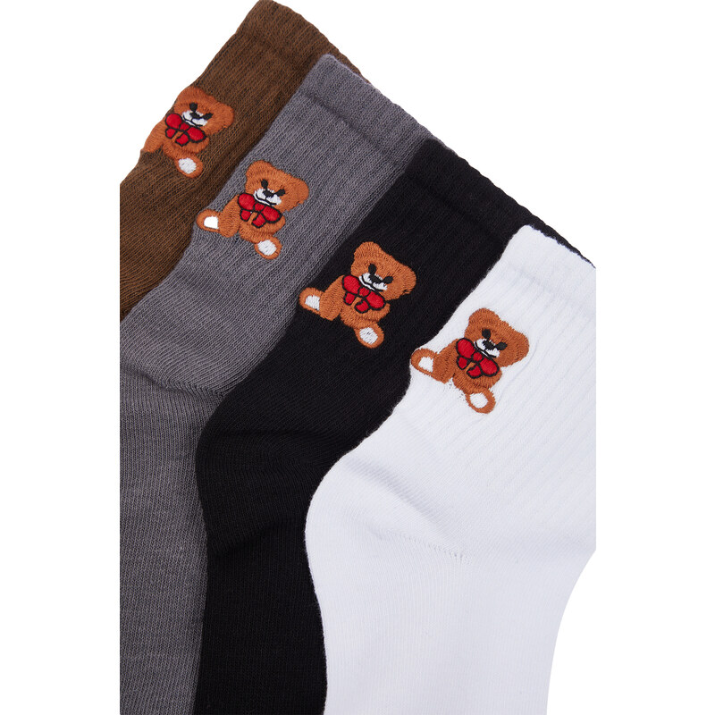 Trendyol 4-Pack Black-Multicolor Cotton Knitted Socks