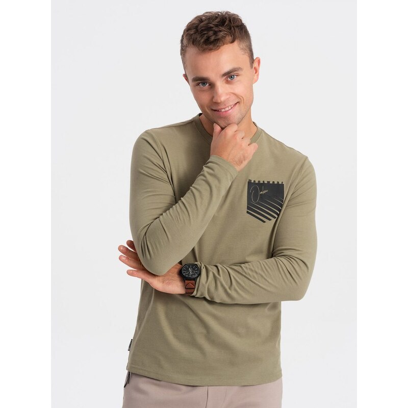 Ombre Clothing Trendy olivové tričko V2 LSPT-0118