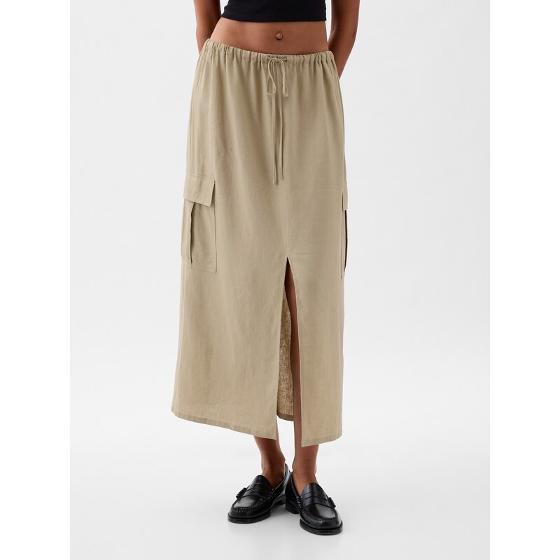 GAP Lněná midi sukně utility - Dámské 107074620