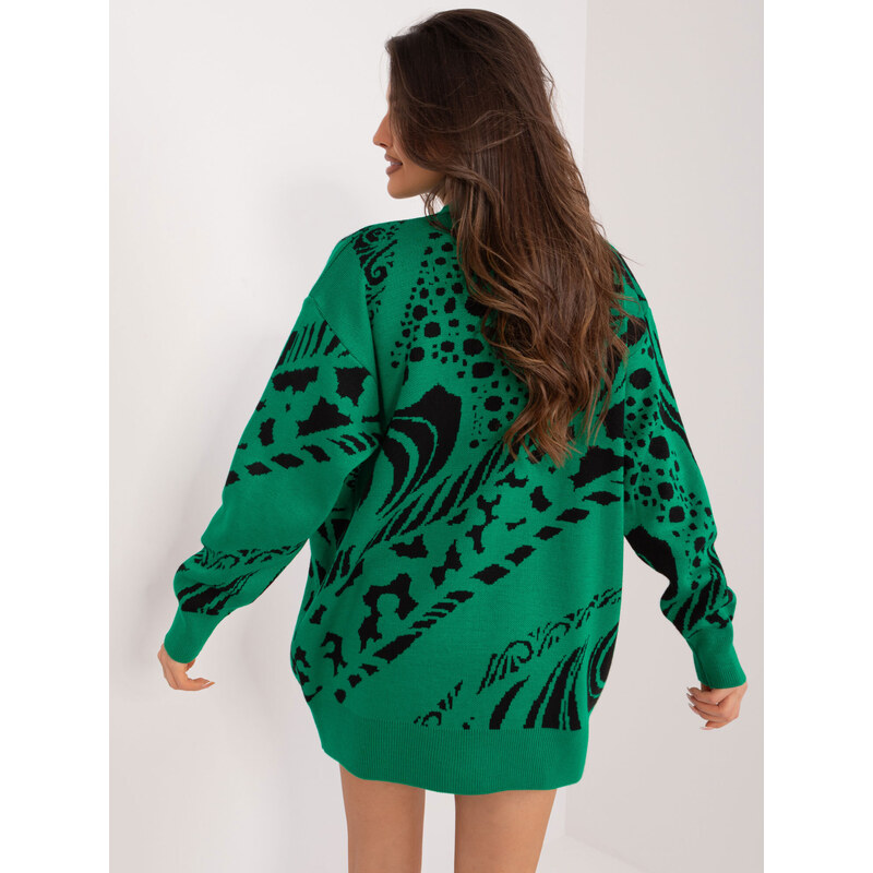 Fashionhunters Zelený kardigan s příměsí vlny