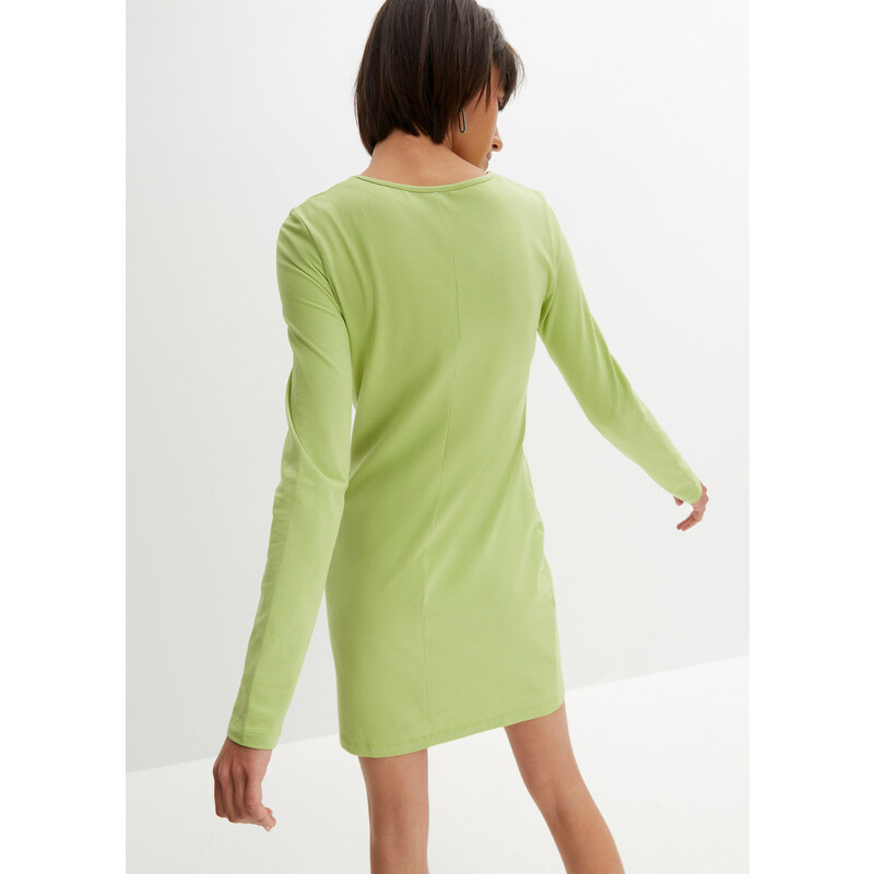 bonprix Úpletové šaty s rozparkem Zelená