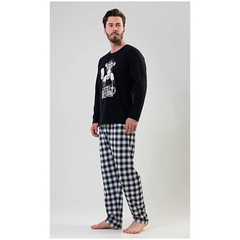 Trendy černé pánské pyžamo Opica