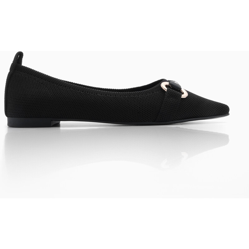 Marjin Women's Buckled Pointed Toe Knitwear Flats Lovren Black