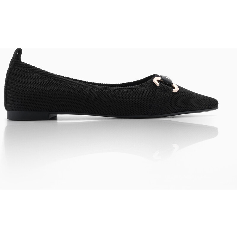 Marjin Women's Buckled Pointed Toe Knitwear Flats Lovren Black