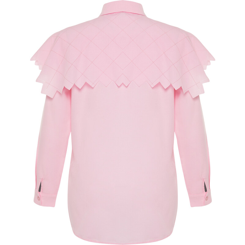 Trendyol Light Pink Big Collar Cotton Woven Shirt