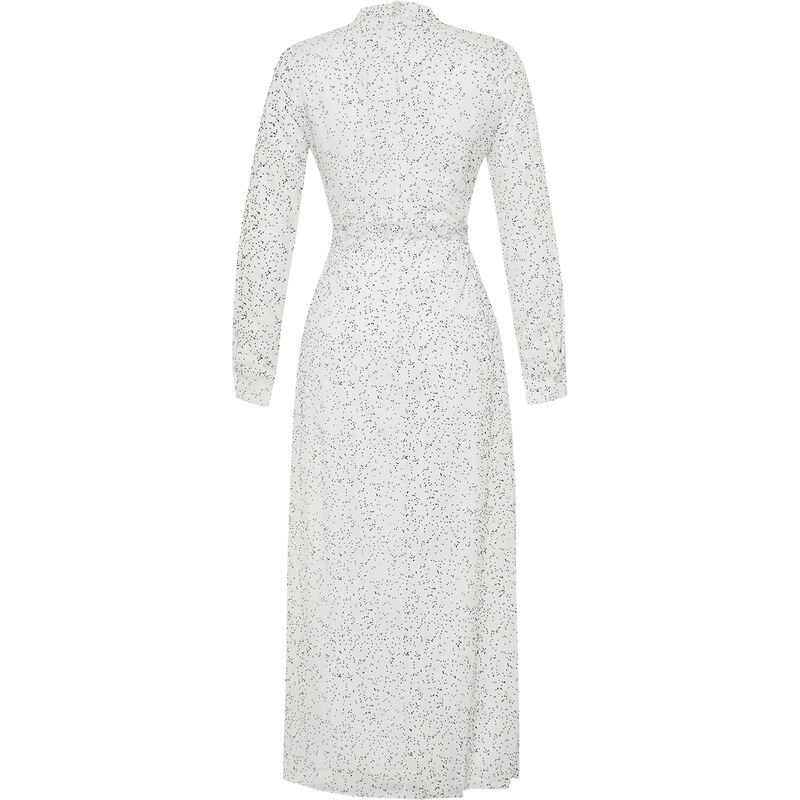 Trendyol White Textured Quality Polka Dot Lined Woven Dress