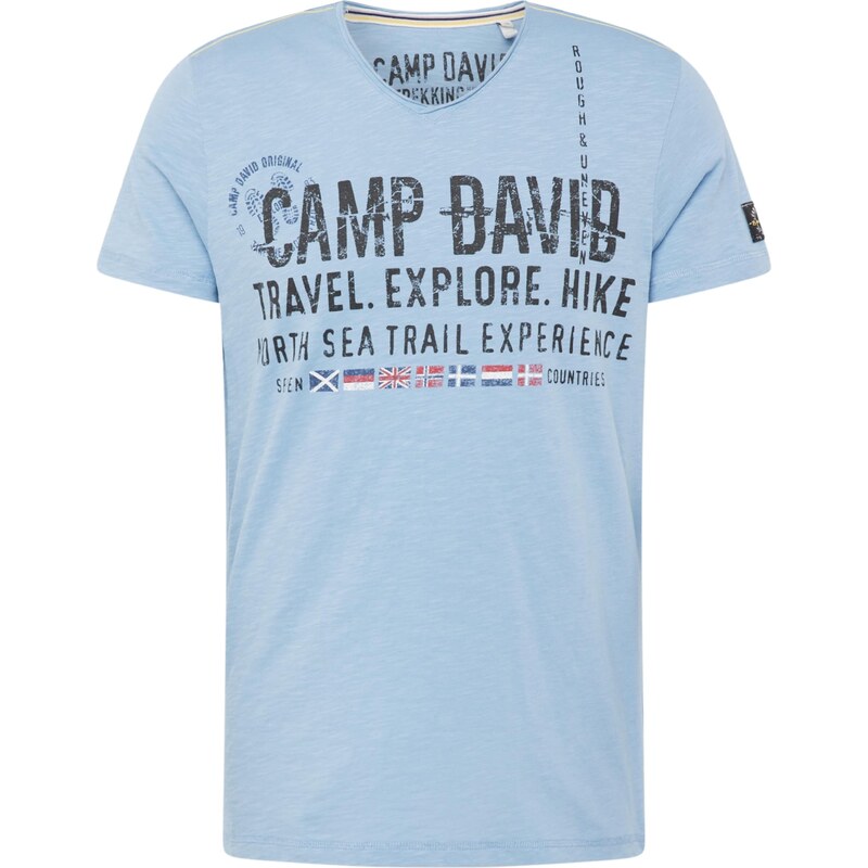 CAMP DAVID Tričko 'North Sea Trail' modrá / světlemodrá / červená / černá