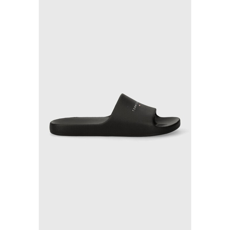 Pantofle Tommy Jeans TJM BASIC SLIDE pánské, černá barva, EM0EM01519
