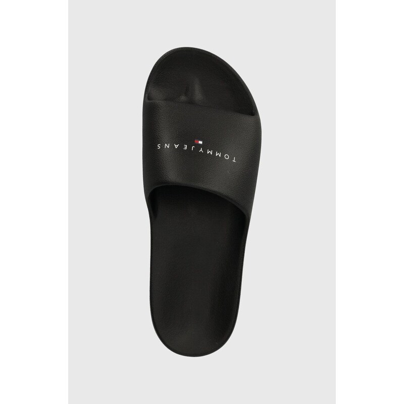 Pantofle Tommy Jeans TJM BASIC SLIDE pánské, černá barva, EM0EM01519