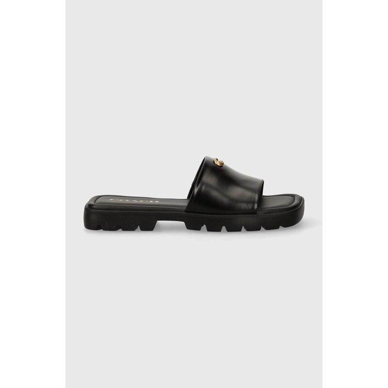 Kožené pantofle Coach FLORENCE dámské, černá barva, CP899