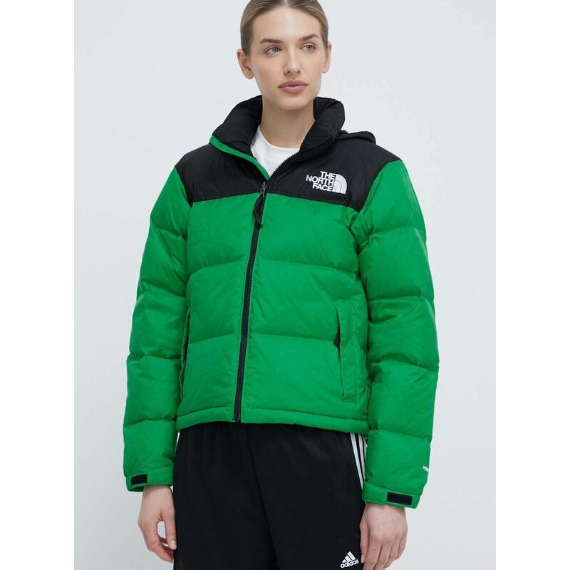 Péřová bunda The North Face 1996 RETRO NUPTSE JACKET dámská, zelená barva, zimní, NF0A3XEOPO81