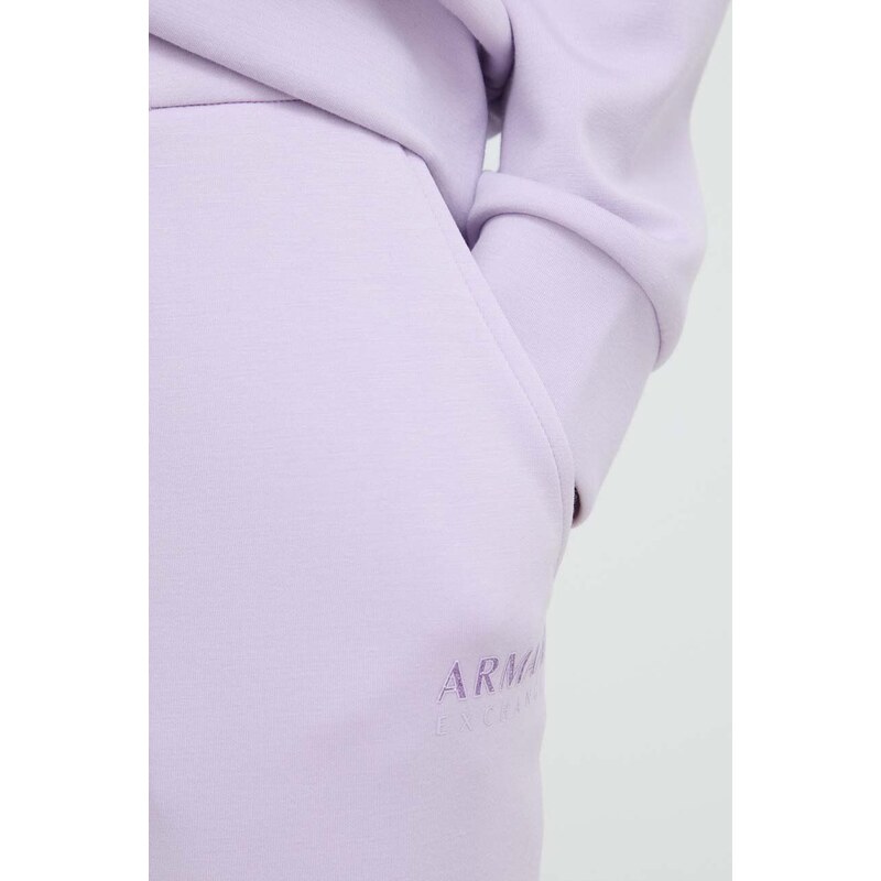 Tepláky Armani Exchange fialová barva, hladké, 3DYP77 YJEPZ