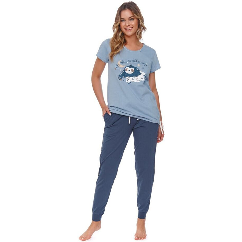 DN Nightwear Mateřské dámské pyžamo Lenochod modré