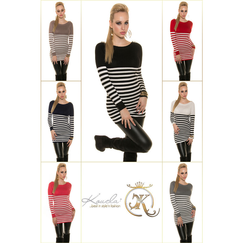 Style fashion Sexy KouCla sweater/dress striped with buttons