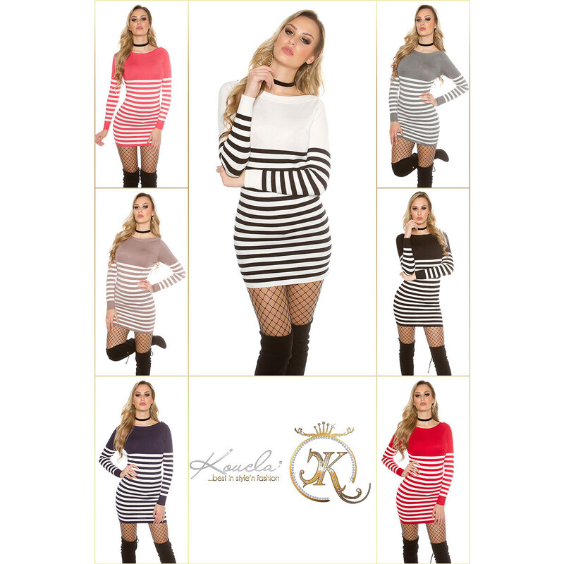 Style fashion Sexy KouCla sweater/dress striped with buttons